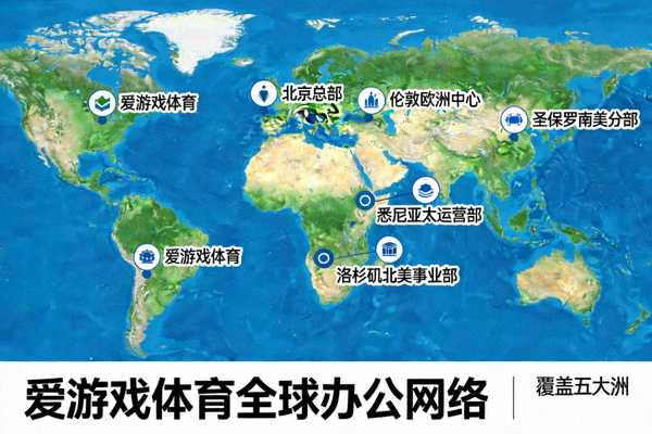 爱游戏体育全球办公网络示意图 - 世界地图标注主要办公地点