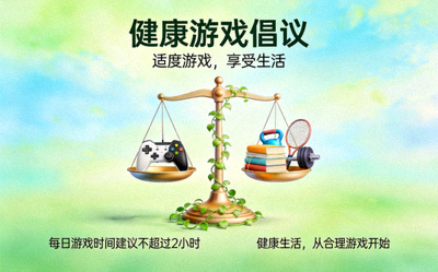 健康游戏倡议公告配图 - 适度游戏宣传画面