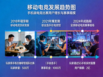移动电竞发展趋势图 - 玩家使用手机进行电竞比赛