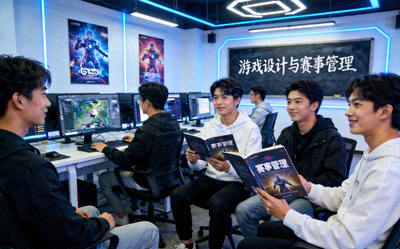 电竞教育课堂场景 - 学生在学习游戏设计与赛事管理