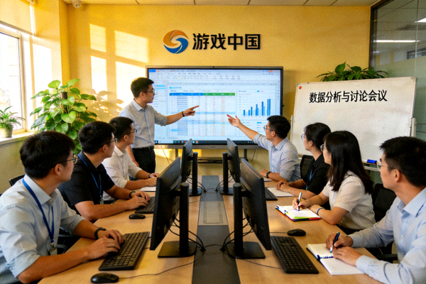 爱游戏中国研究团队工作场景 - 数据分析与讨论会议