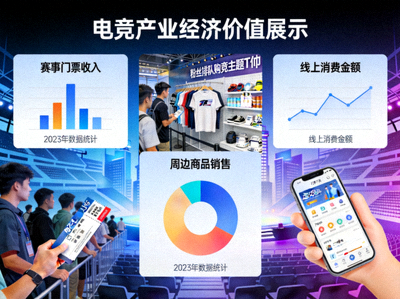 电竞产业经济价值展示 - 赛事门票、周边商品、线上消费等场景