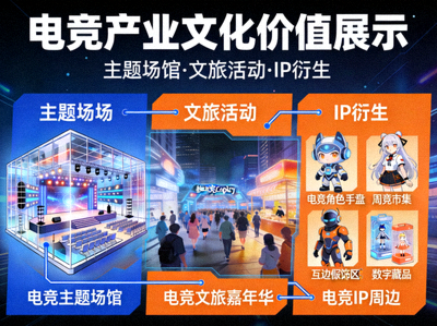 电竞产业文化价值展示 - 电竞主题场馆、文旅活动、IP衍生内容