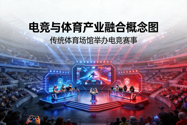 电竞与体育产业融合概念图 - 传统体育场馆举办电竞赛事