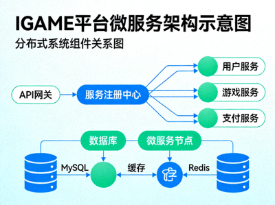 IGAME平台微服务架构示意图 - 分布式系统组件关系图