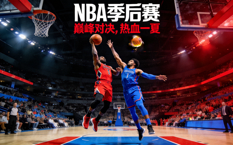 NBA季后赛宣传图 - 篮球比赛激烈对抗