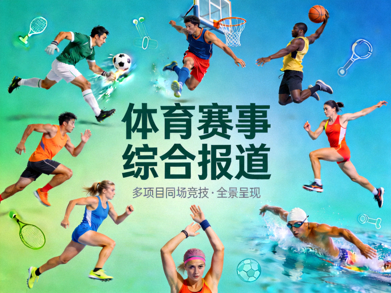 体育赛事综合报道主视觉图 - 多种运动项目同台展示