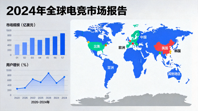 2024年全球电竞市场报告详细分析配图 - 数据图表与全球地图