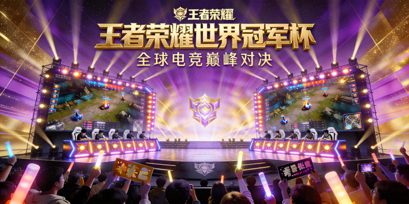 王者荣耀世界冠军杯宣传图 - 电竞舞台与观众