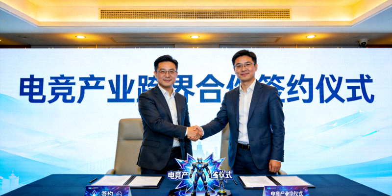 电竞产业跨界合作签约仪式 - 企业代表握手合影