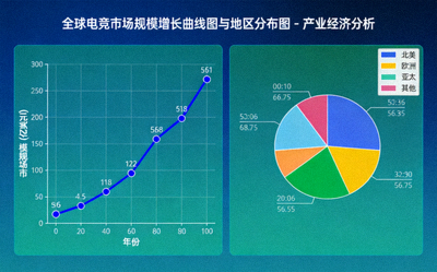 全球电竞市场规模增长曲线图与地区分布图 - 产业经济分析