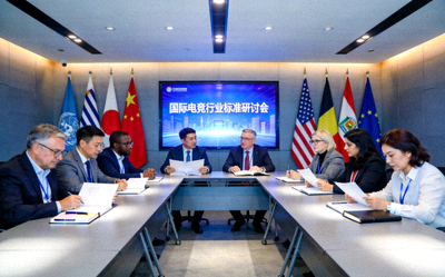 国际电竞会议现场 - 各国代表正在讨论行业标准
