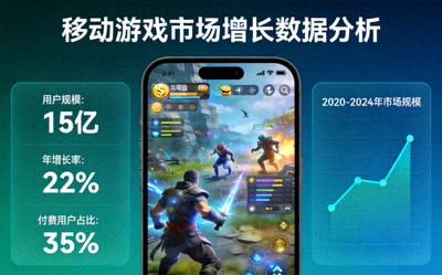 移动游戏市场增长数据分析配图 - 智能手机游戏画面