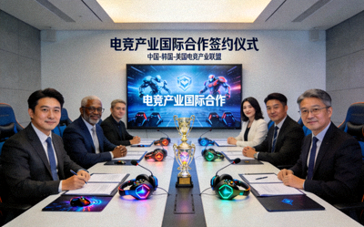 电竞产业国际合作新闻报道配图 - 国际商务会议与签约仪式