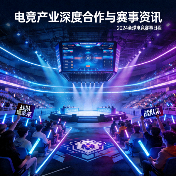 电竞产业深度合作与赛事资讯首页主视觉图 - 现代化电竞场馆与观众