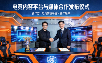 电竞内容平台与媒体合作案例配图 - 内容合作发布仪式