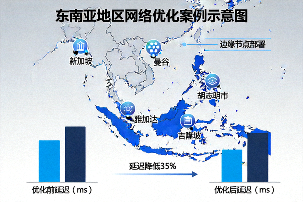 东南亚地区网络优化案例示意图 - 边缘节点部署与延迟改善数据
