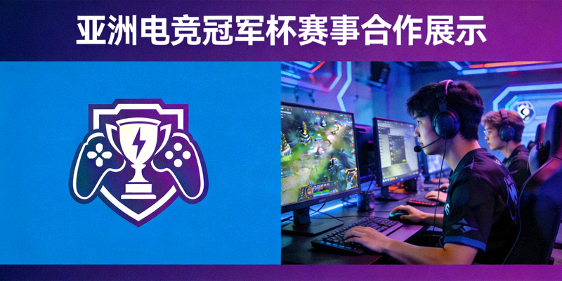 亚洲电竞冠军杯赛事合作展示 - 赛事logo与比赛画面