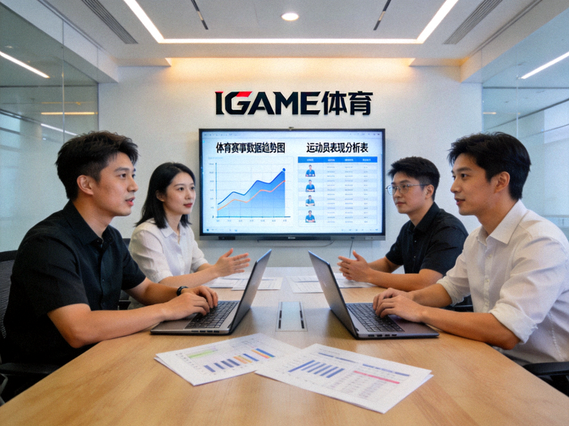 IGAME体育数据分析团队工作场景 - 会议室讨论数据图表
