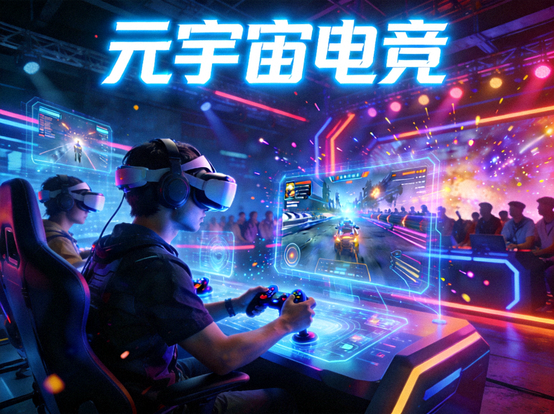 元宇宙电竞概念图 - 虚拟现实环境中的电竞比赛场景