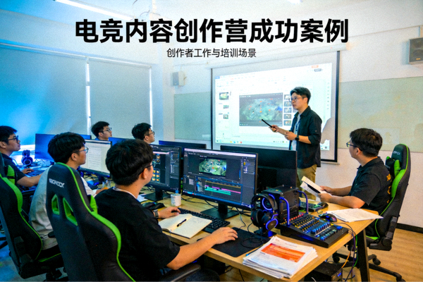 电竞内容创作营成功案例 - 创作者工作与培训场景