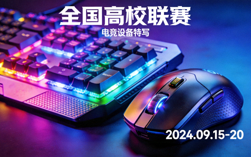 全国高校联赛宣传图 - 电竞键盘与鼠标设备特写