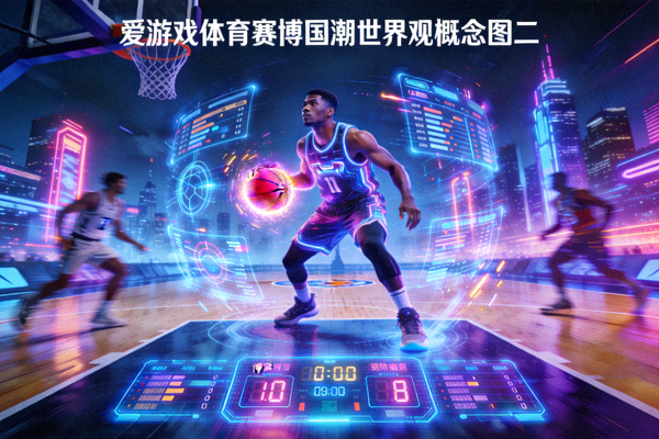 爱游戏体育赛博国潮世界观概念图二 - 篮球赛场科技感特效画面