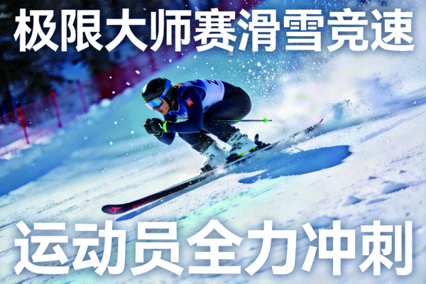 极限大师赛滑雪竞速快讯配图 - 运动员在跑道上全力冲刺