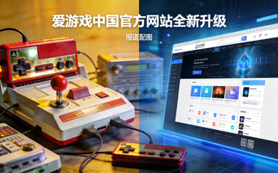 爱游戏中国官方网站全新升级报道配图，复古游戏设备与现代化网页界面交相辉映