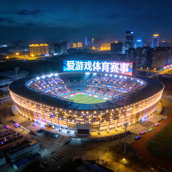 爱游戏体育赛事现场夜景全景图 - 灯光璀璨的大型体育场馆